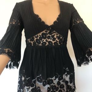 Black and lace bell-sleeves blouse Catherine Maladrino Size P